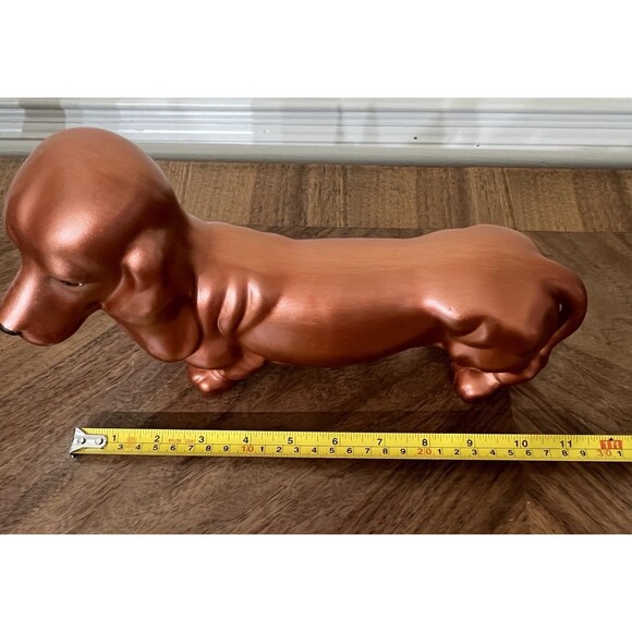 MCM PORCELAIN Figurine Copper DOG DACHSHUND Hand Crafted Hand Painted Art Deco - Picture 9 of 11
